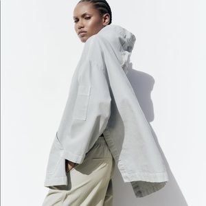 NWT ZARA DENIM POUCH POCKET SWEATSHIRT